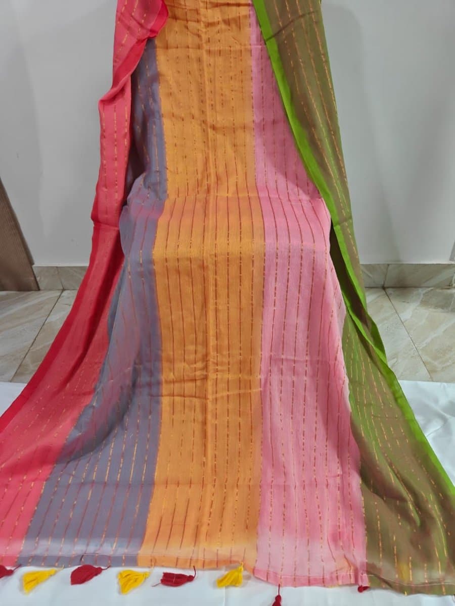 Multicolour Striped Saree