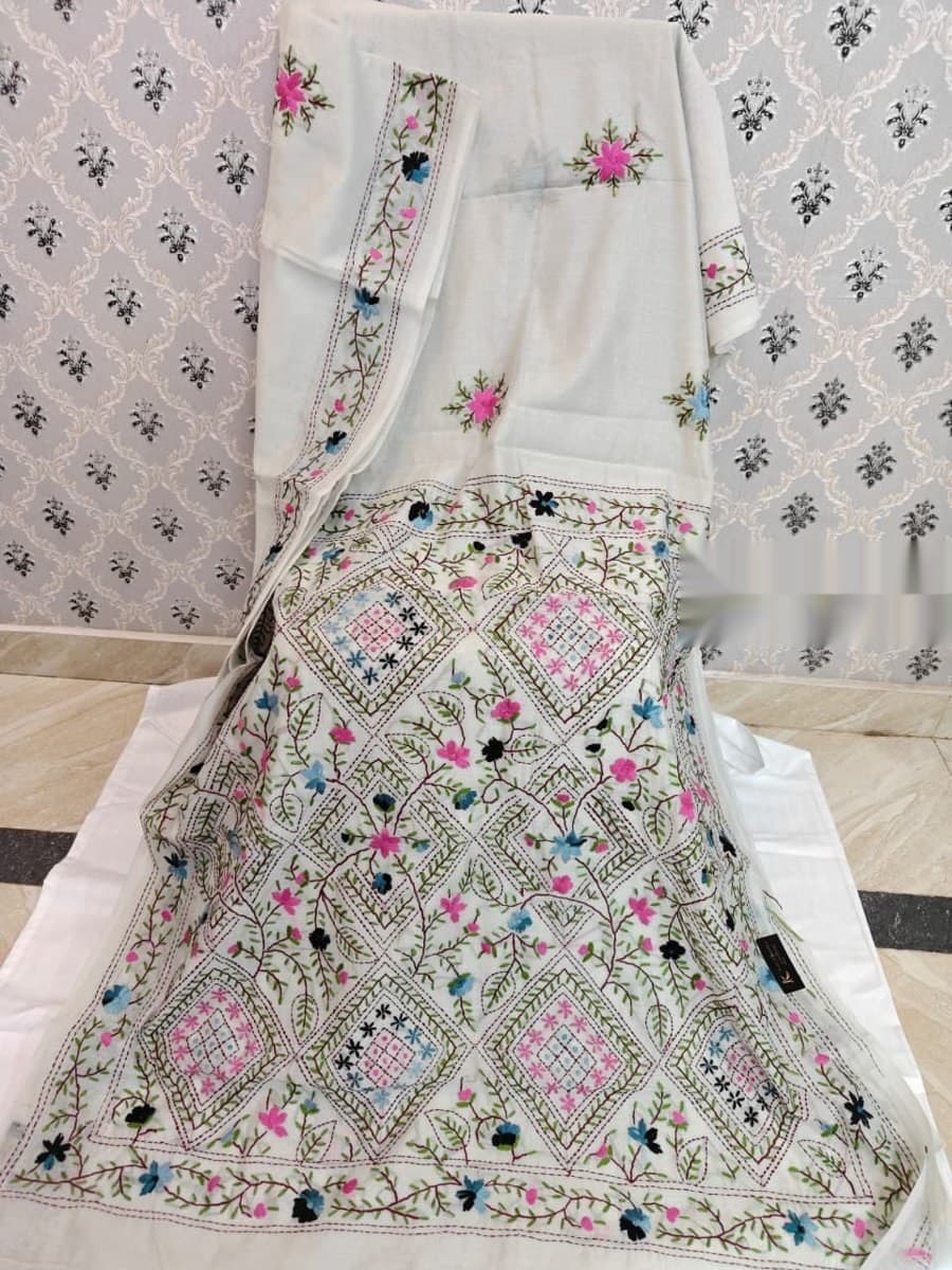 White Diamond Embroidered Saree