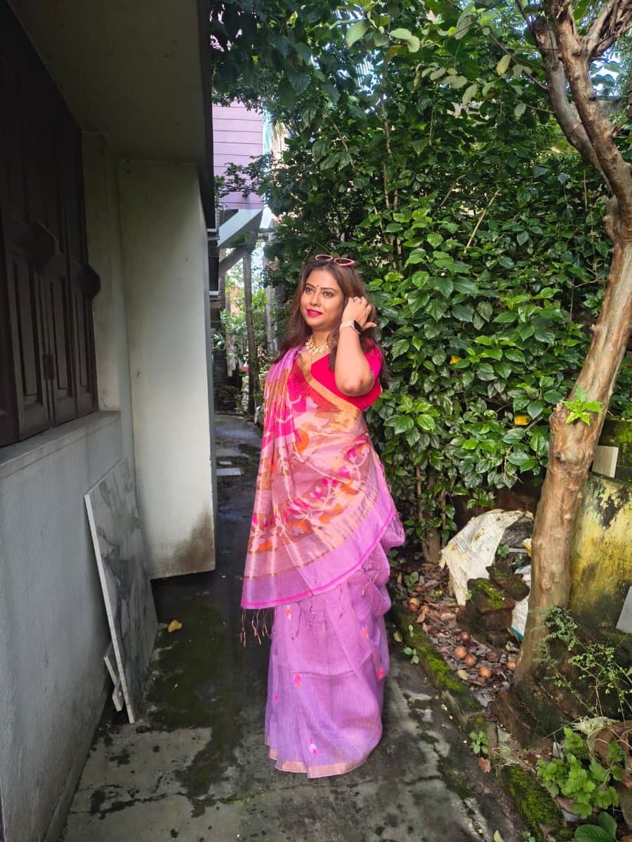 Lavender Floral Pallu Saree