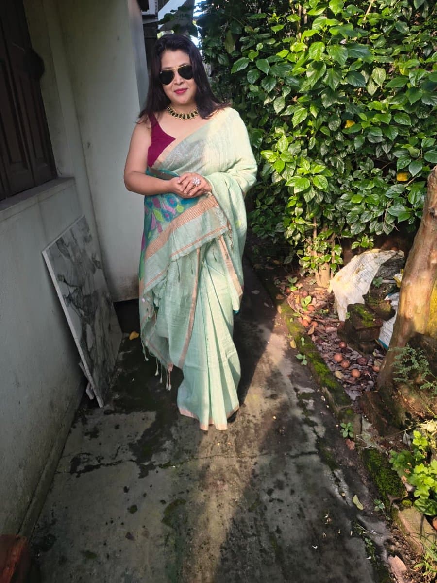 Pista Green Saree