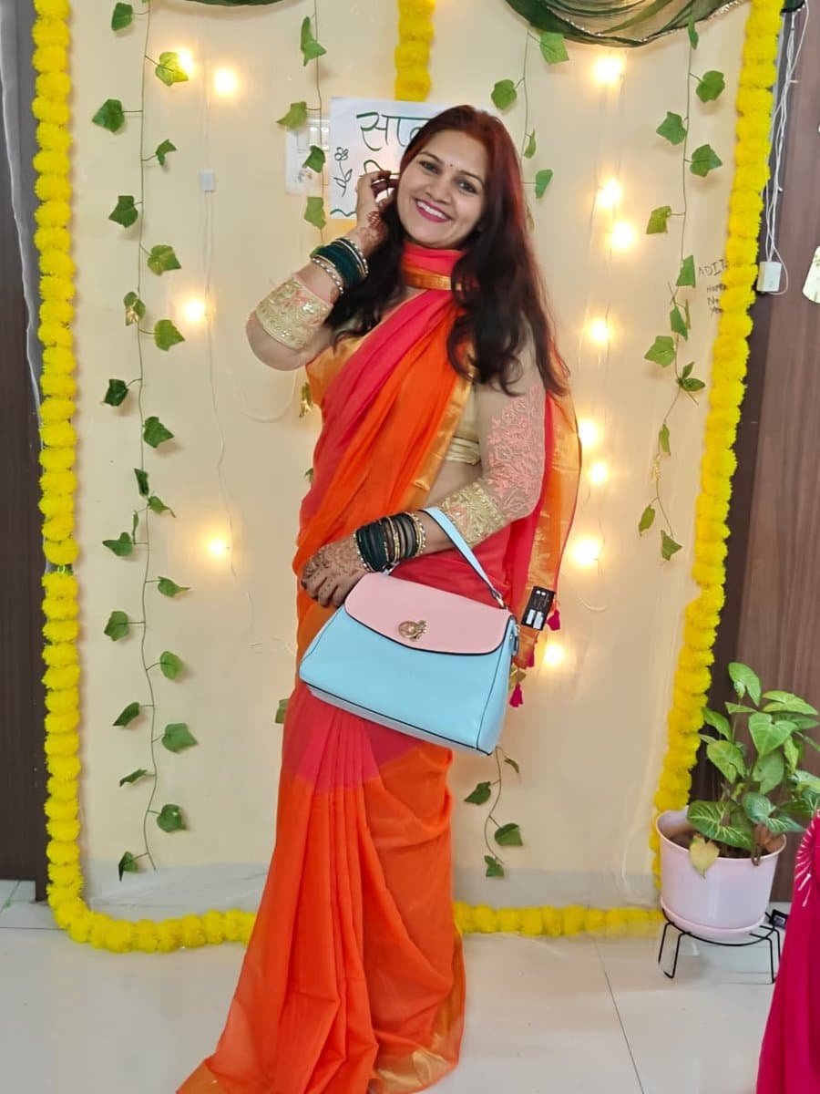 Orange Red Saree
