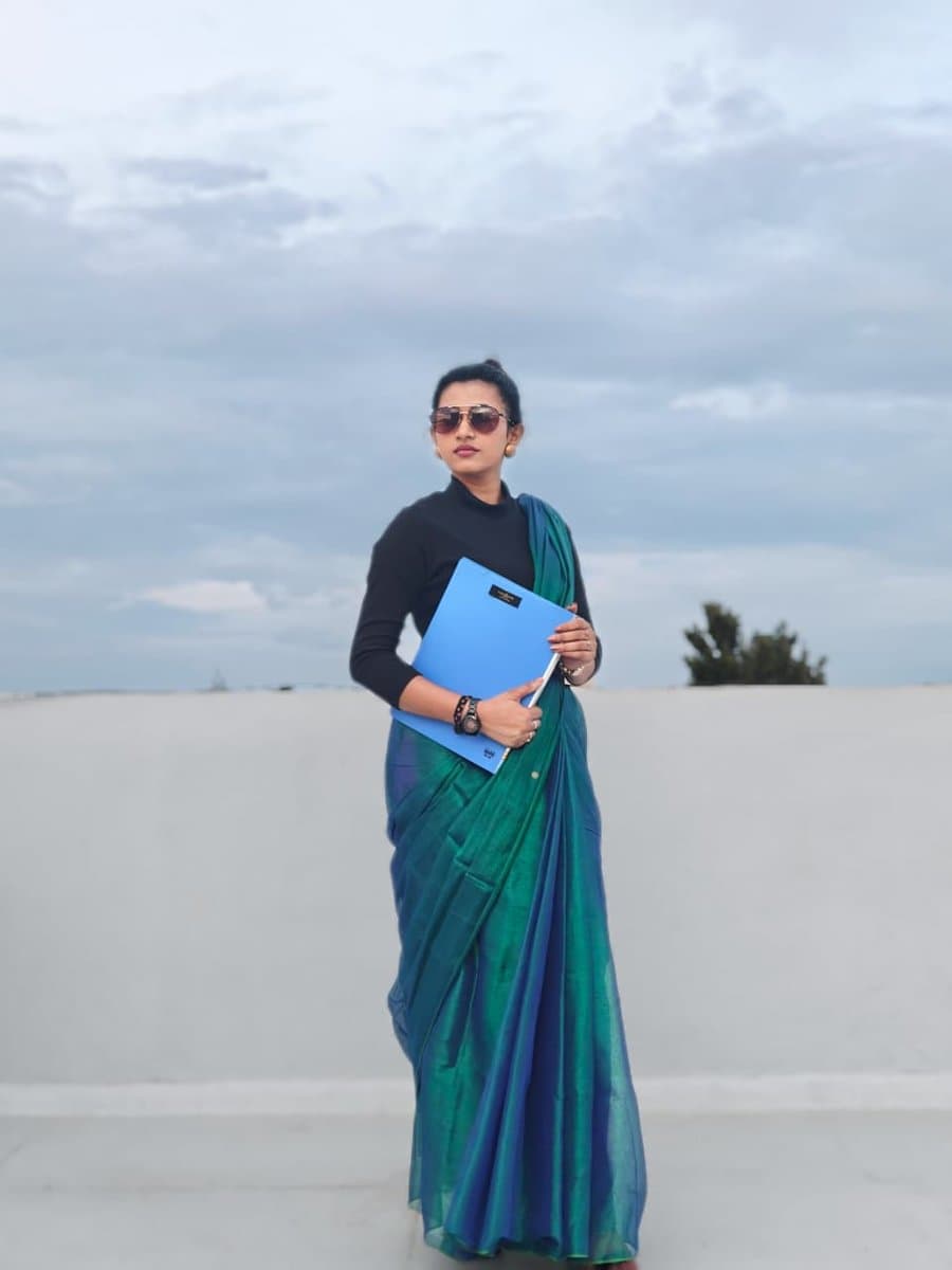 Teal Green Tissue Saree